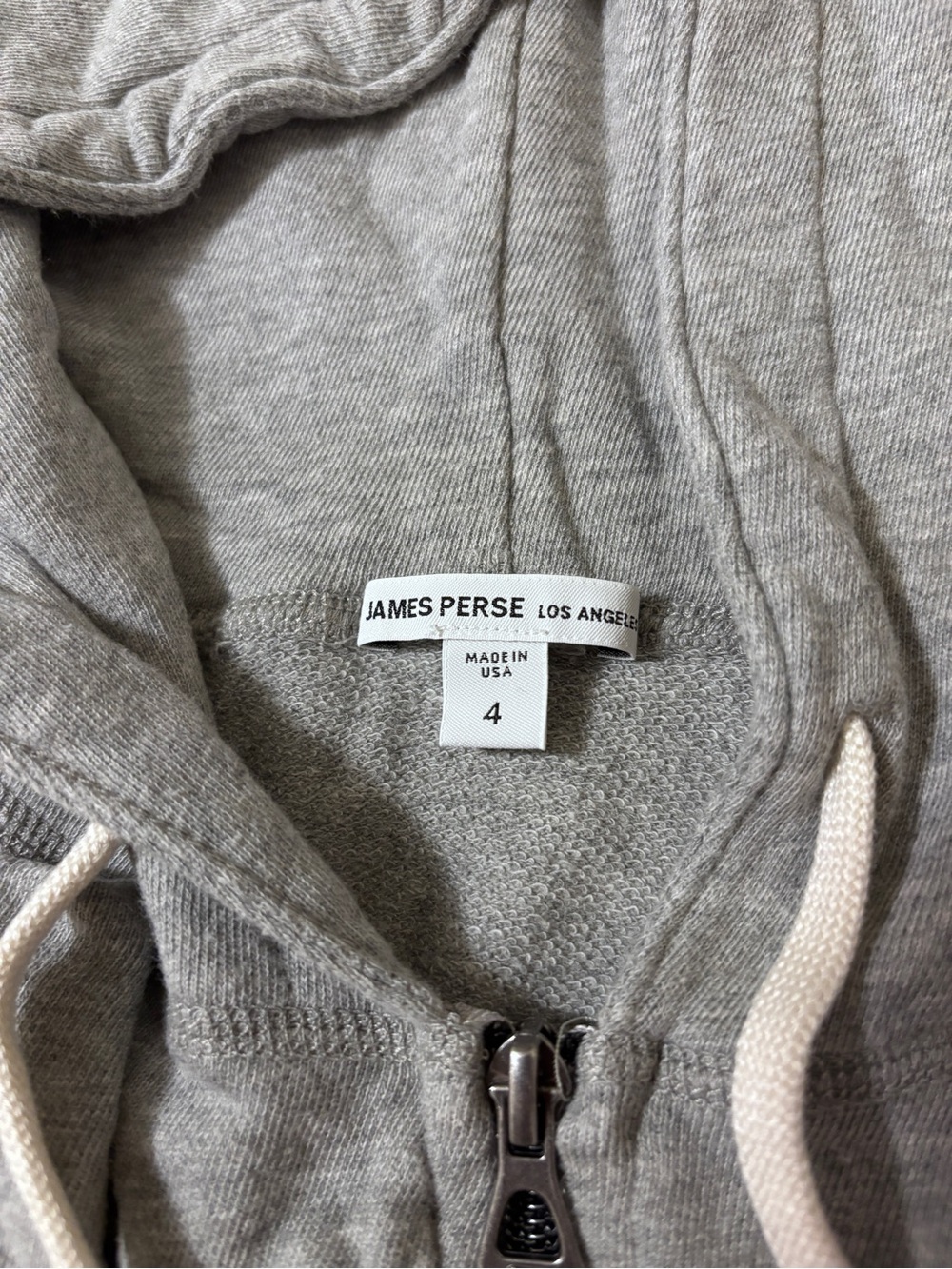 James Perse Vintage French Terry Zip Up Hoodie Size 4 Heather Grey Relaxed Fit - Picture 8 of 10